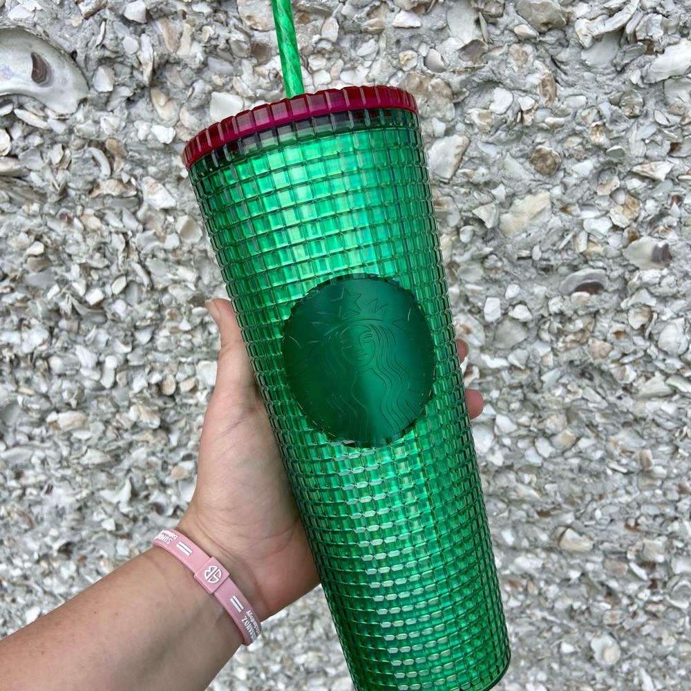 Starbucks Spring 2023 Watermelon Green Grid / Pink Lid Venti Tumbler NEW